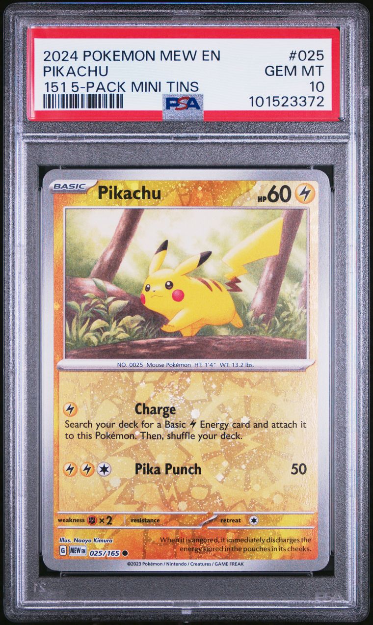 PSA 10 2024 Pokemon Mew En-151 025 Pikachu 151 5-Pack Mini Tin, PSA 10