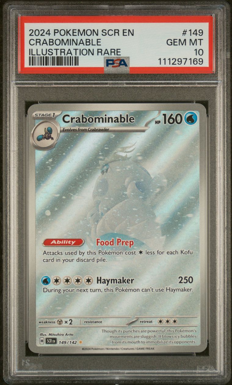 PSA 10 2024 Pokemon Scr En-Stellar Crown 149 Crabominable Illustration Rare, PSA 10