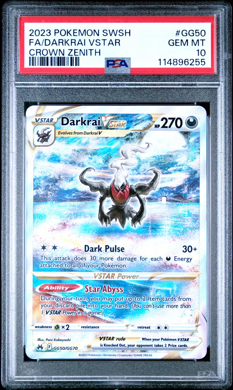 PSA 10 2023 Pokemon Sword and Shield Crown Zenith Gg50 Full Art/darkrai Vstar, PSA 10