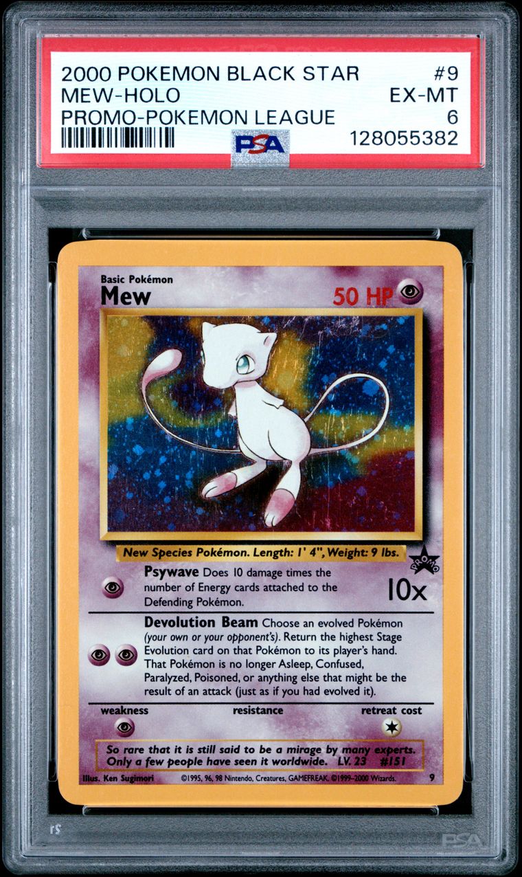 PSA 6 2000 Pokemon Promo Black Star 9 Mew-Holo Pokemon League, PSA 6