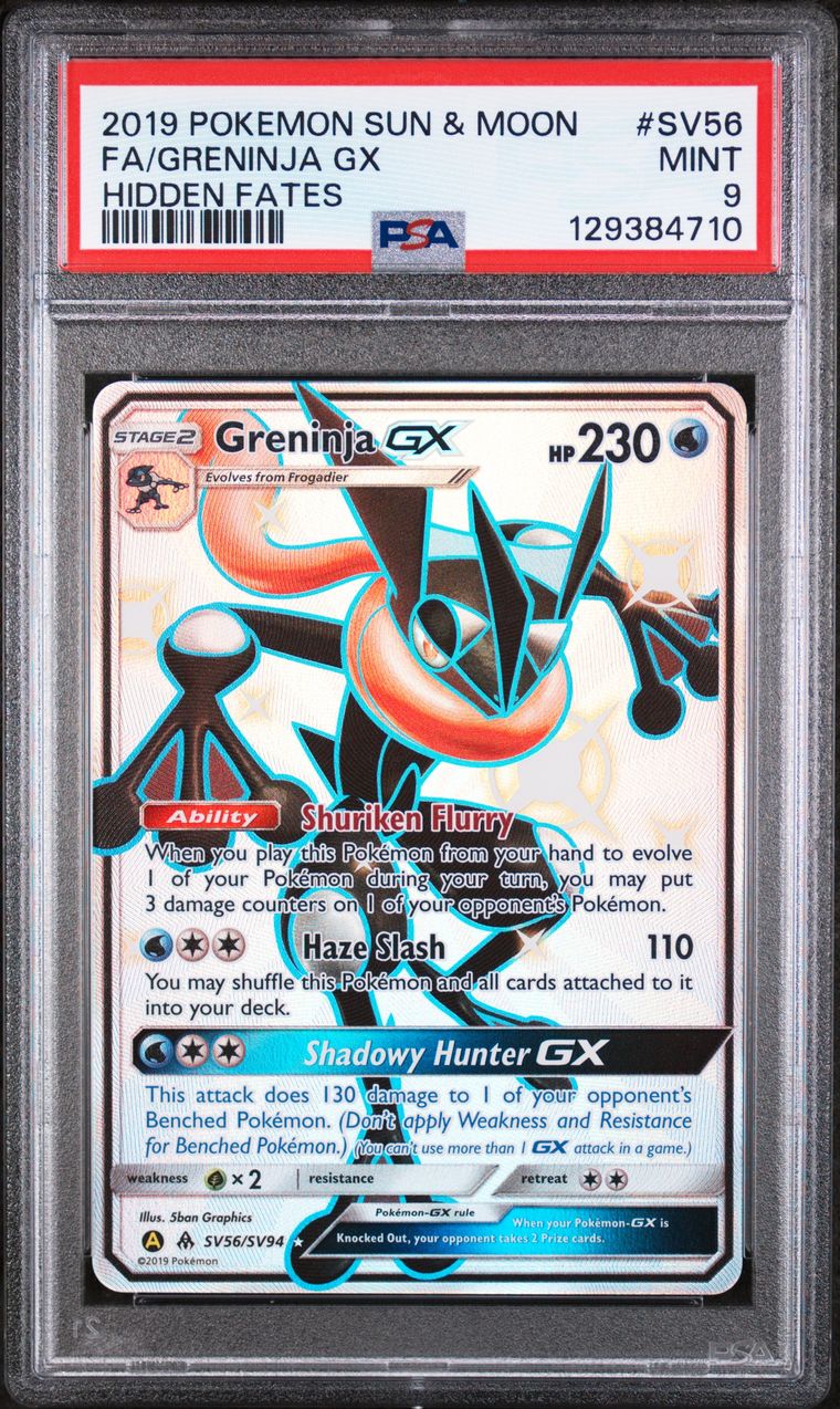 PSA 9 2019 Pokemon Sun & Moon Hidden Fates Sv56 Full Art/greninja Gx, PSA 9