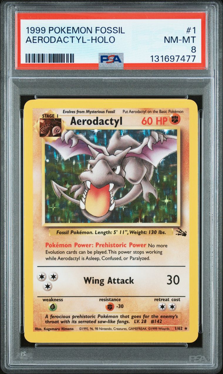 PSA 8 1999 Pokemon Fossil 1 Aerodactyl-Holo, PSA 8