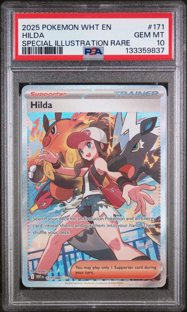 PSA 10 2025 Pokemon Wht En-White Flare 171 Hilda Special Illustration Rare, PSA 10