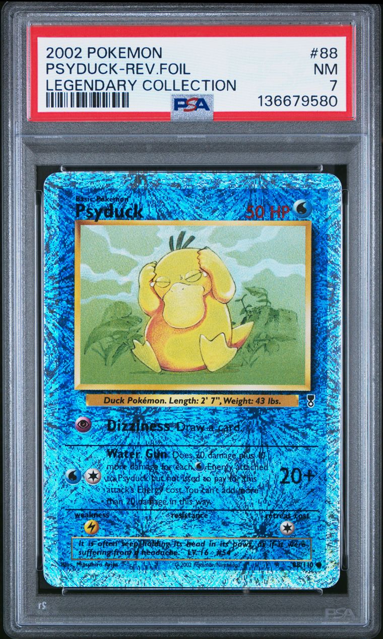 PSA 7 2002 Pokemon Legendary Collection 88 Psyduck-Reverse Foil, PSA 7