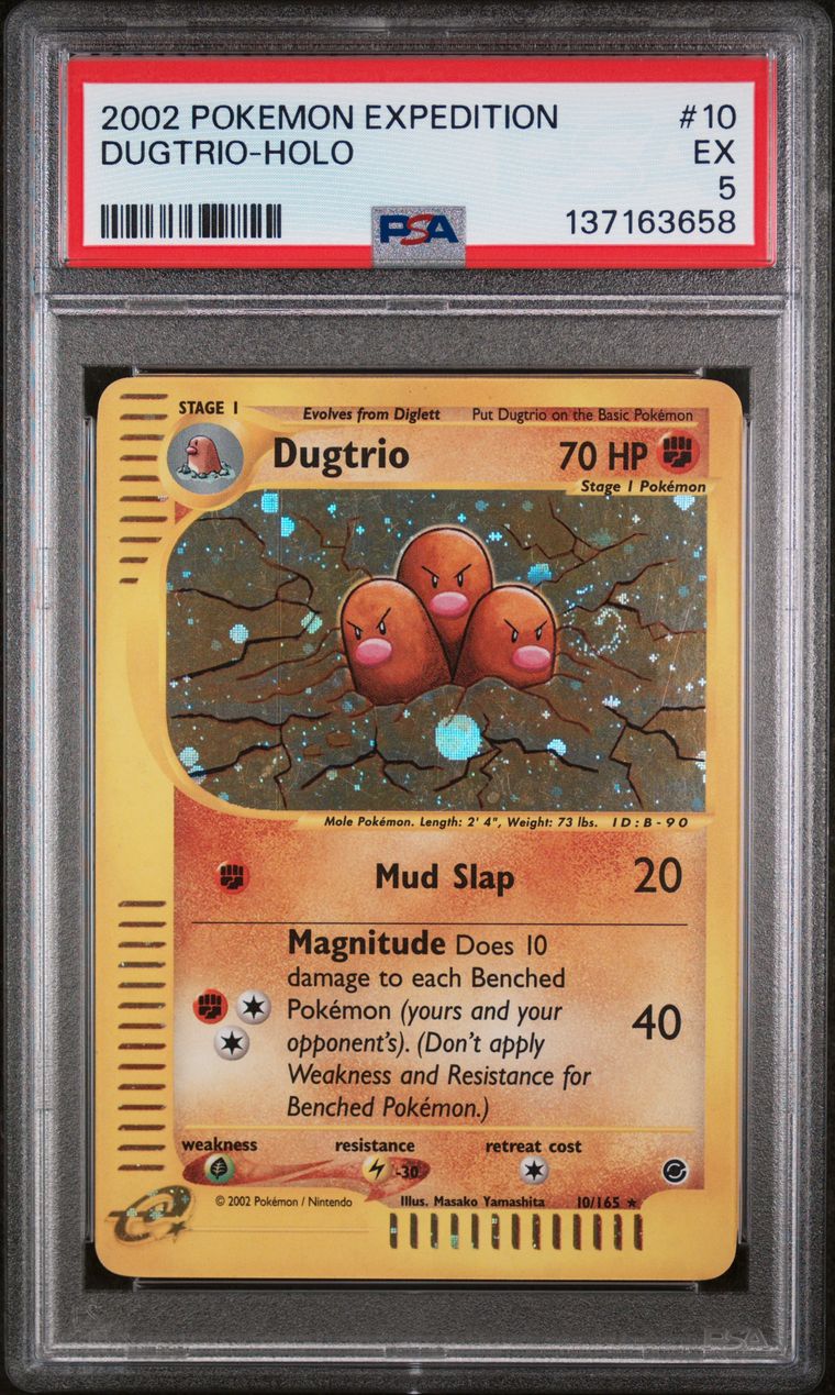 PSA 5 2002 Pokemon Expedition 10 Dugtrio-Holo, PSA 5
