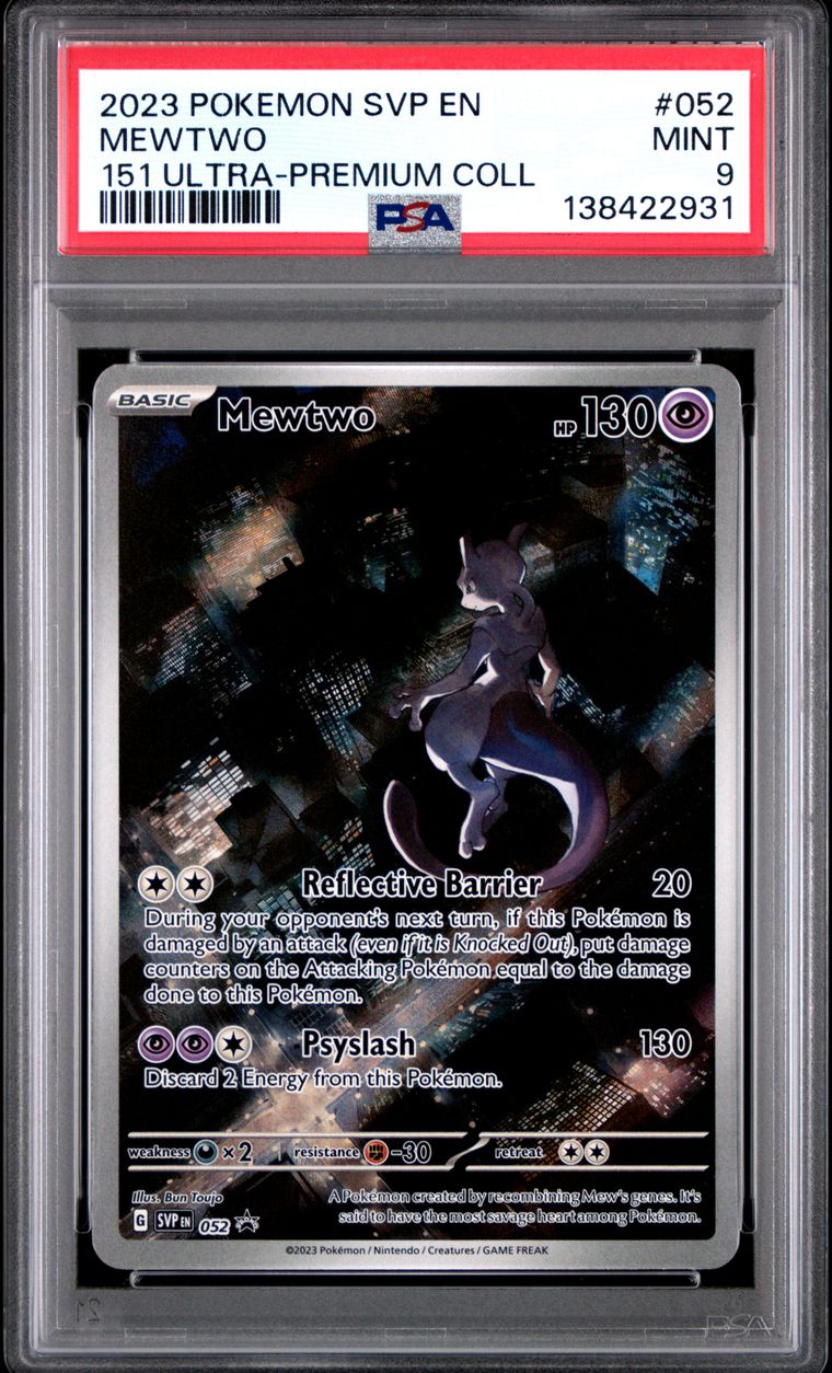 PSA 9 2023 Pokemon Svp En-Sv Black Star Promo #052 Mewtwo 151 Ultra-Premium Coll, PSA 9