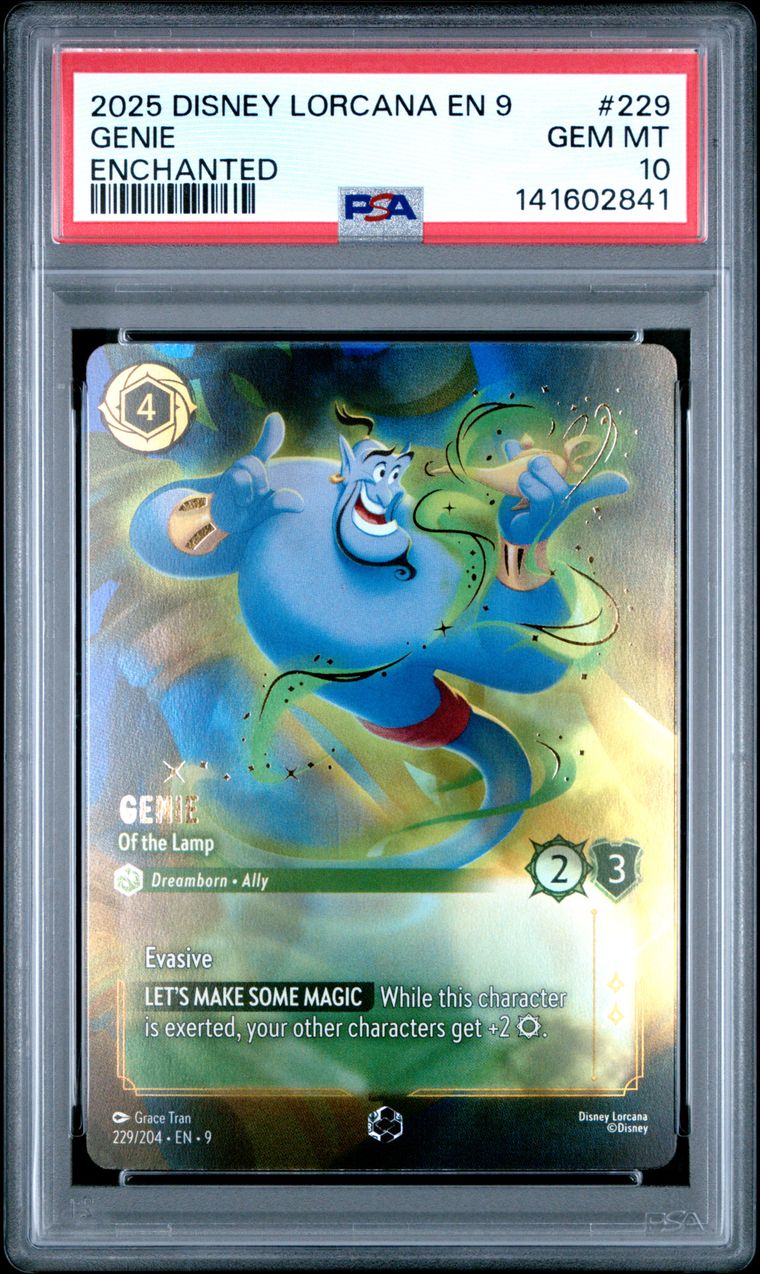 PSA 10 2025 Disney Lorcana En 9-Fabled 229 Genie - of the Lamp Enchanted, PSA 10