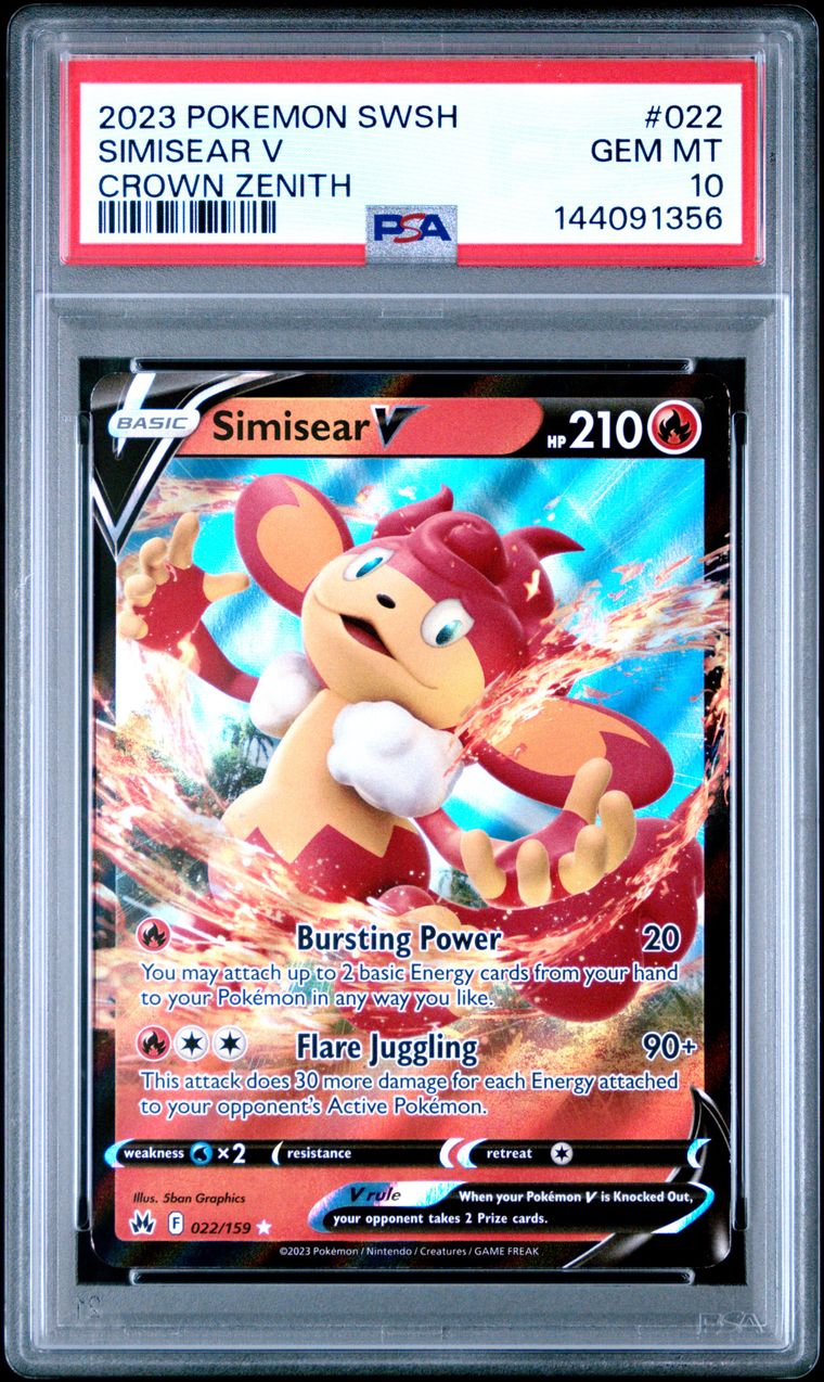 PSA 10 2023 Pokemon Sword and Shield Crown Zenith 022 Simisear V, PSA 10