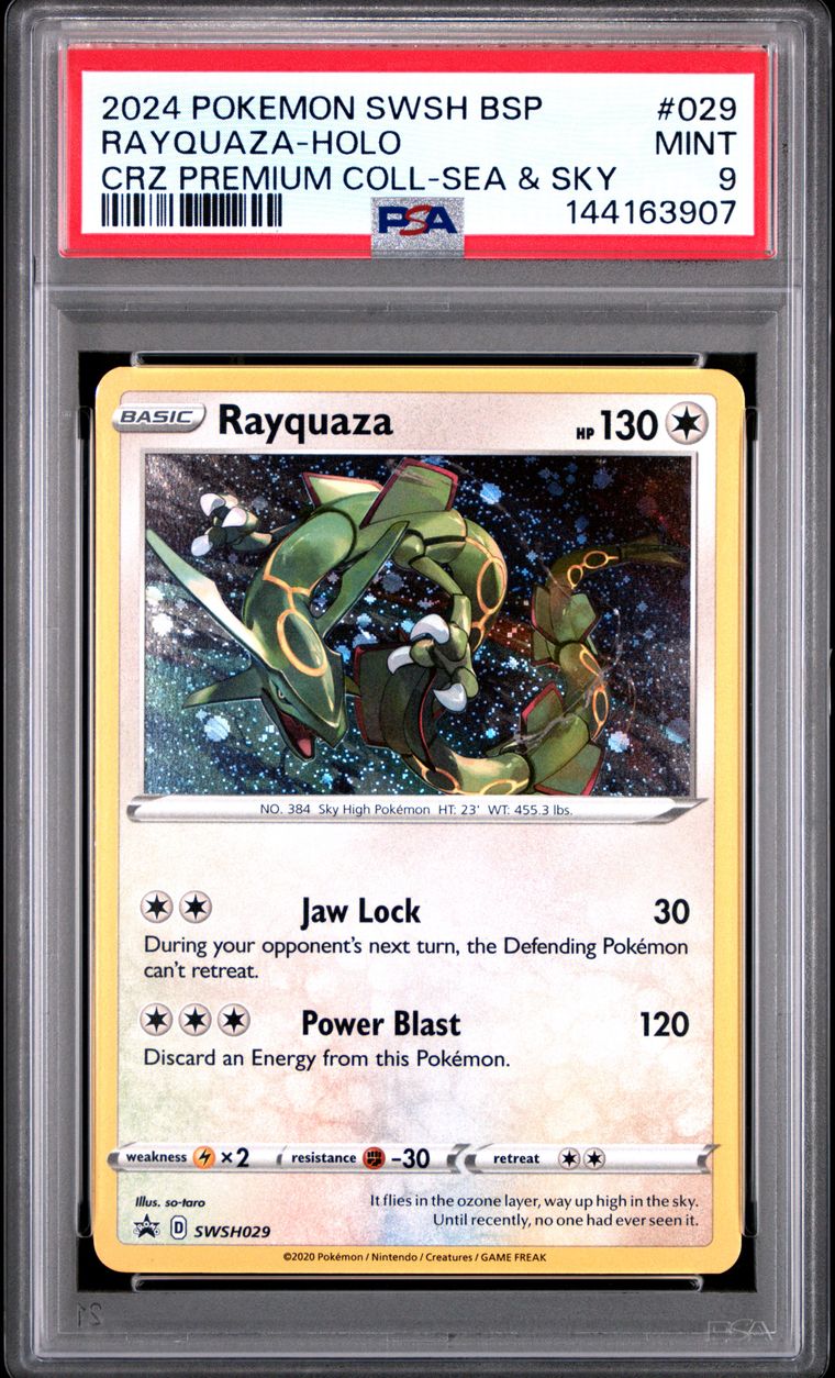 PSA 9 2024 Pokemon Swsh Black Star Promo #029 Rayquaza-Holo Crz Premium Coll-Sea & Sky, PSA 9