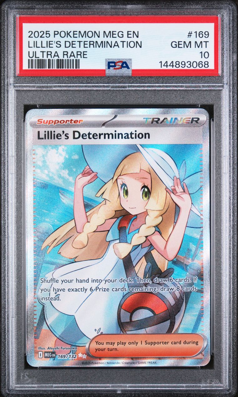 PSA 10 2025 Pokemon Meg En-Mega Evolution 169 Lillie's Determination Ultra Rare, PSA 10