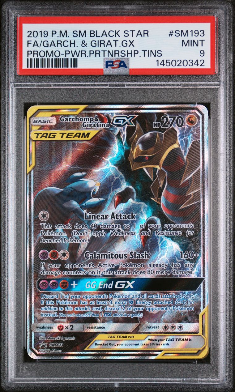 PSA 9 2019 Pokemon Sm Black Star Promo Sm193 Full Art/garchomp & Giratina Gx Power Partnership Tins, PSA 9