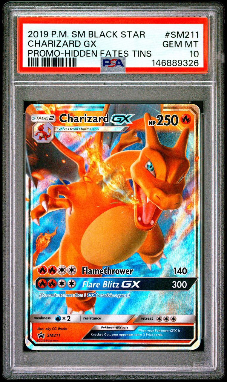 PSA 10 2019 Pokemon Sm Black Star Promo #SM211 Charizard Gx Promo-Hidden Fates Tins, PSA 10
