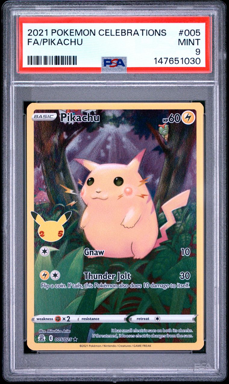 PSA 9 2021 Pokemon Celebrations #005 Fa / Pikachu, PSA 9