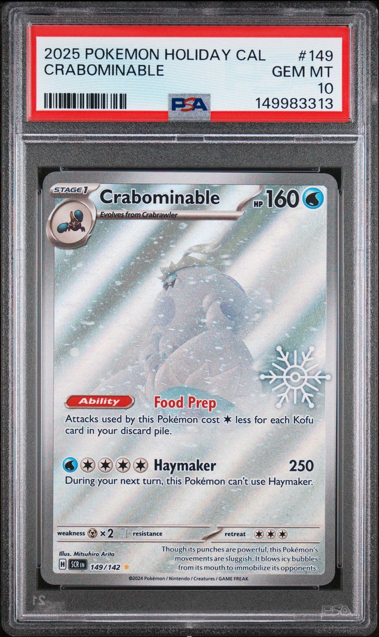 PSA 10 2025 Pokemon Holiday Calendar #149 Crabominable, PSA 10