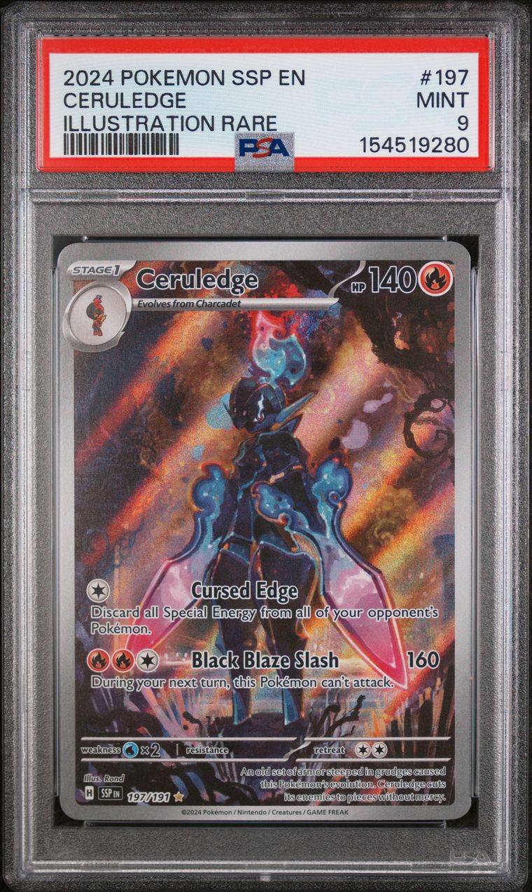 PSA 9 2024 Pokemon Ssp En-Surging Sparks #197 Ceruledge Illustration Rare, PSA 9