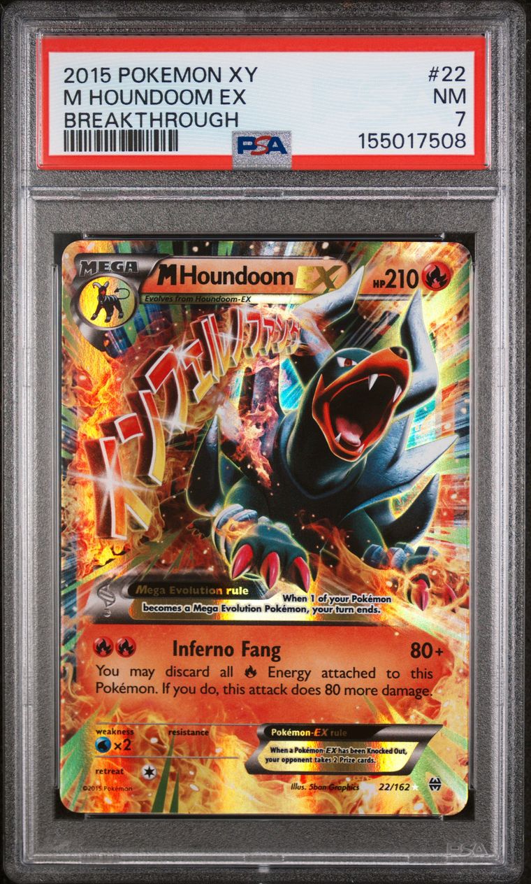 PSA 7 2015 Pokemon Xy Breakthrough #22 M Houndoom Ex Breakthrough, PSA 7