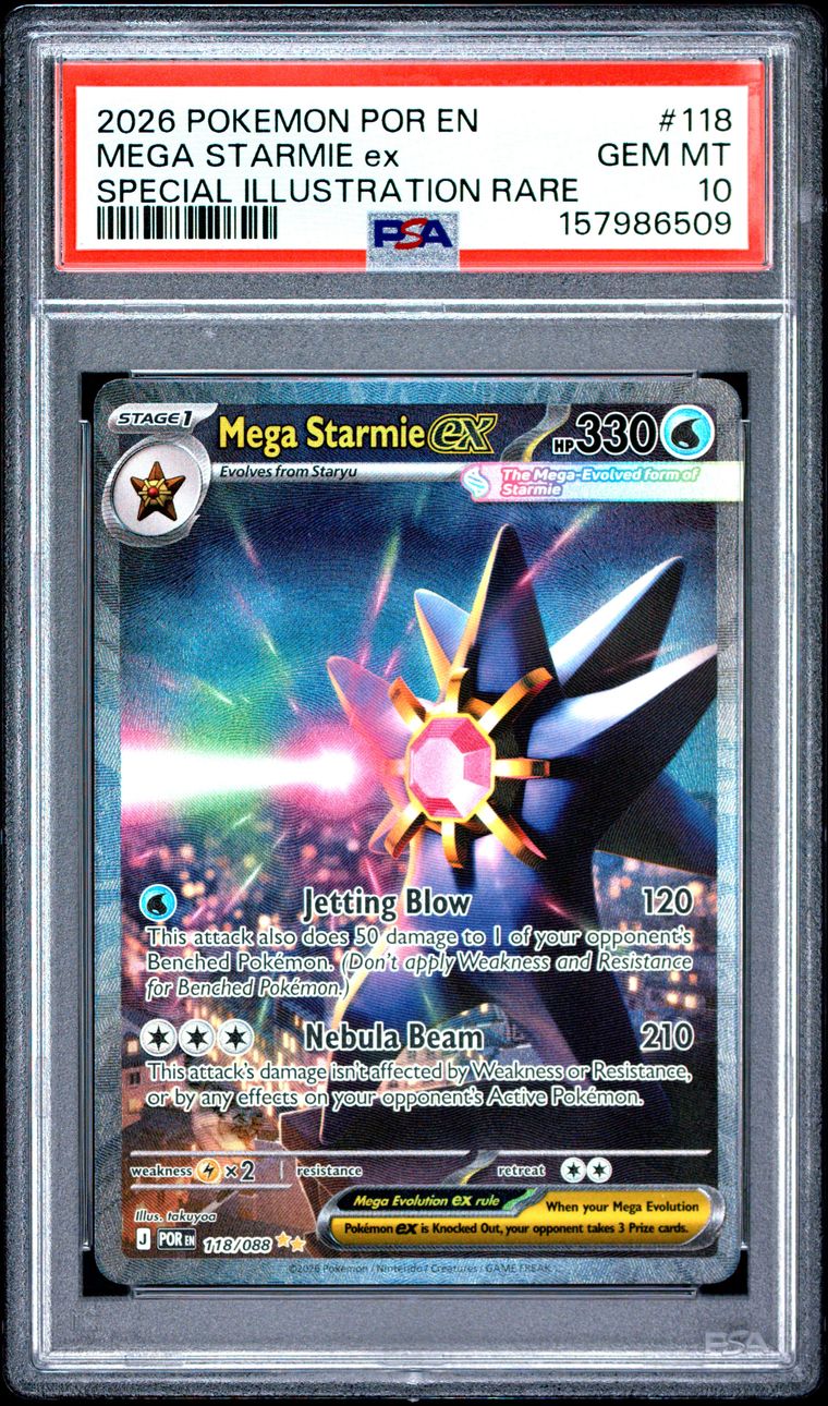 PSA 10 2026 Pokemon Por En-Perfect Order #118 Mega Starmie Ex Special Illustration Rare, PSA 10