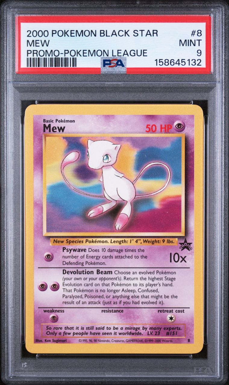 PSA 9 2000 Pokemon Promo Black Star #8 Mew Promo-Pokemon League, PSA 9
