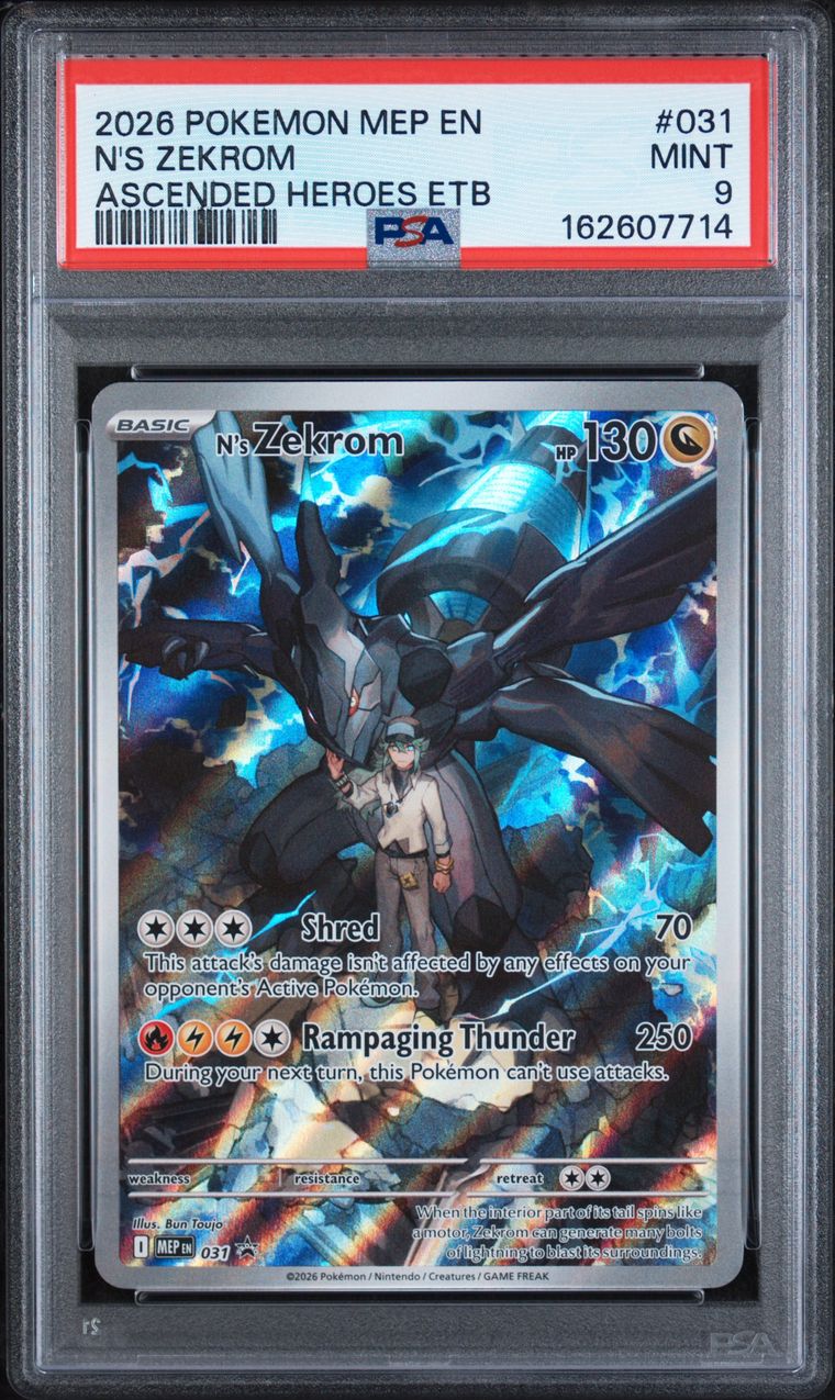 PSA 9 2026 Pokemon Mep En-Me Black Star Promo #031 N's Zekrom Ascended Heroes Etb, PSA 9