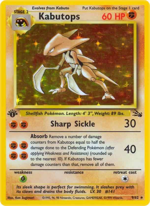 PSA 9 1999 Pokemon Fossil 9 Kabutops-Holo 1st Edition, PSA 9