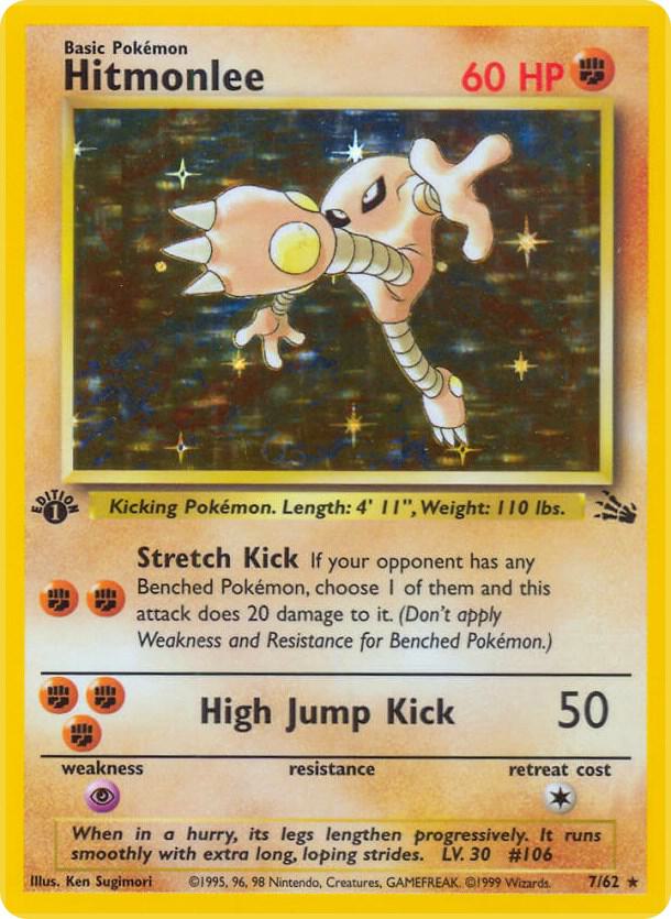 PSA 8 1999 Pokemon Fossil 7 Hitmonlee-Holo, PSA 8