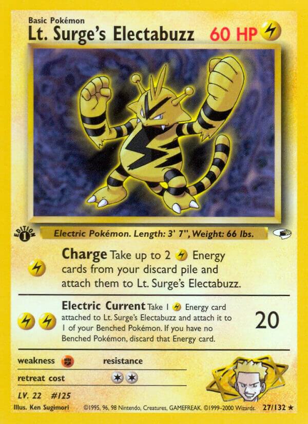 PSA 7 2000 Pokemon Gym Heroes 27 Lt. Surge's Electabuzz 1st Edition, PSA 7