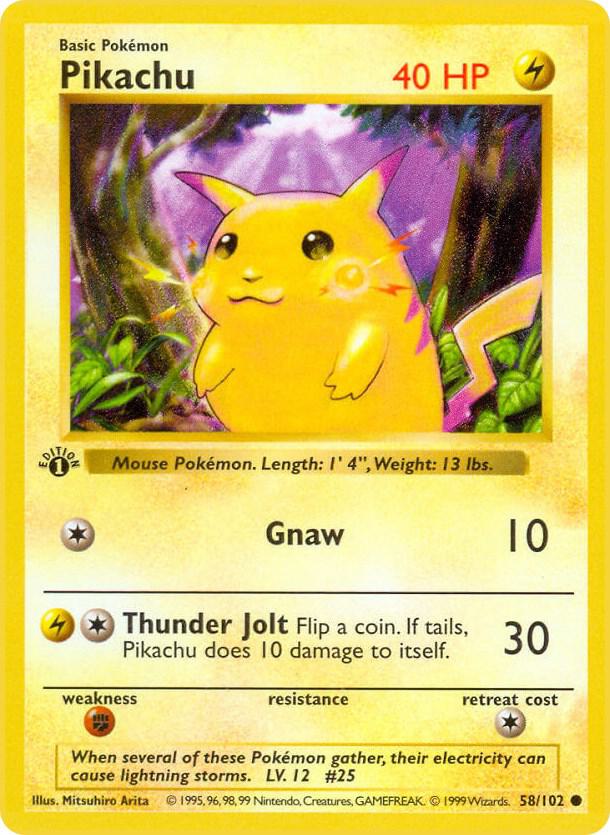PSA 8 1999 Pokemon Game 58 Pikachu Yellow Cheeks-Shadowless, PSA 8