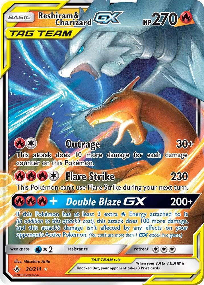 PSA 10 2019 Pokemon Japanese Sun & Moon Double Blaze 007 Reshiram & Charizard Gx, PSA 10