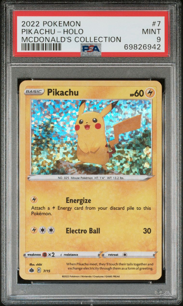 PSA 9 2022 Pokemon Mcdonald's Collection 7 Pikachu-Holo, PSA 9