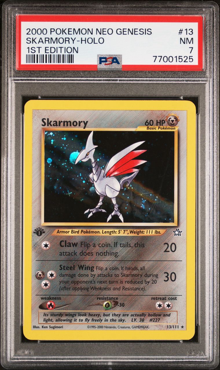 PSA 7 2000 Pokemon Neo Genesis 1st Edition 13 Skarmory-Holo, PSA 7