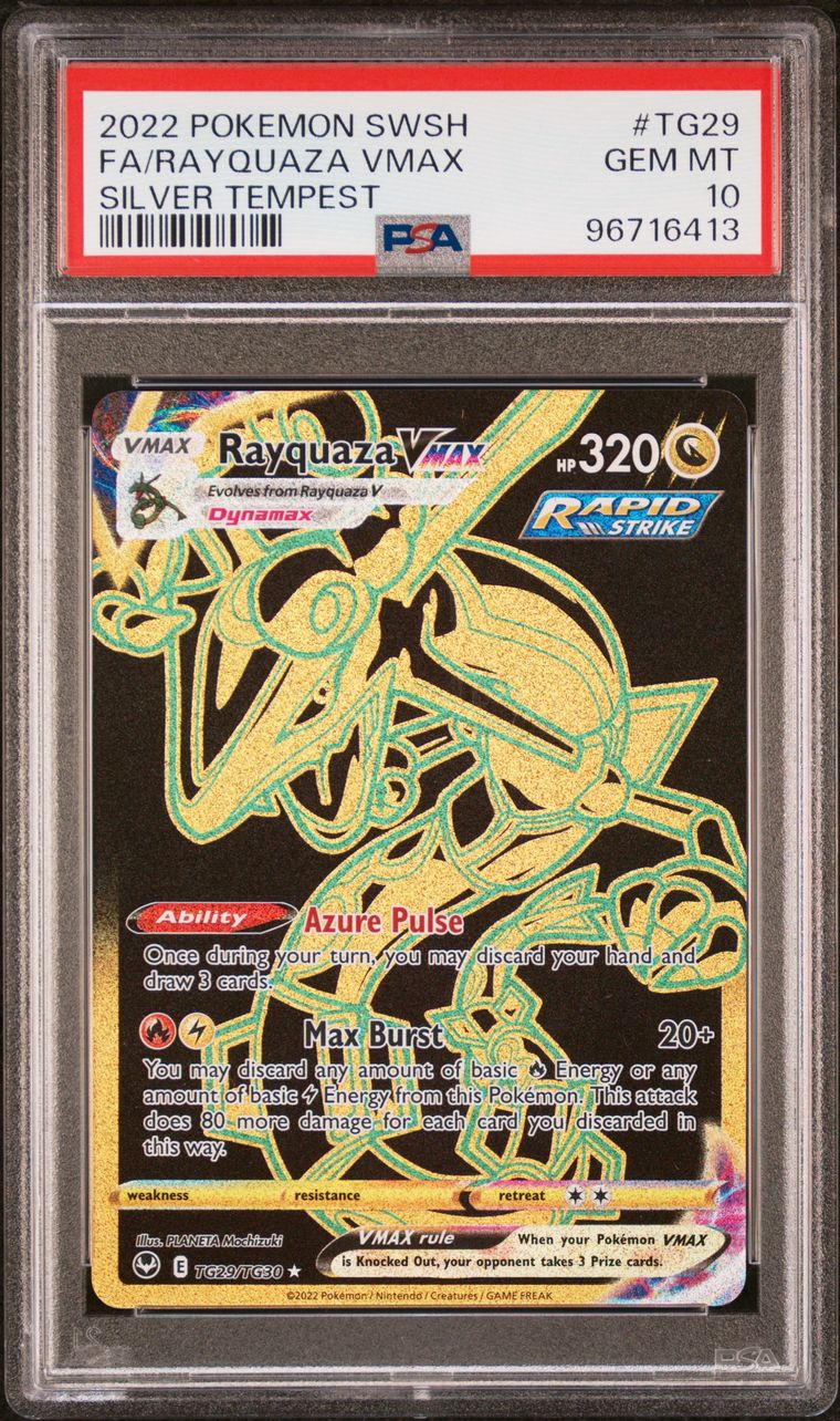 PSA 10 2022 Pokemon Sword & Shield Silver Tempest Tg29 Full Art/rayquaza Vmax, PSA 10